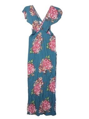 lovestitch Teal Dress with Pink and Green Floral Print